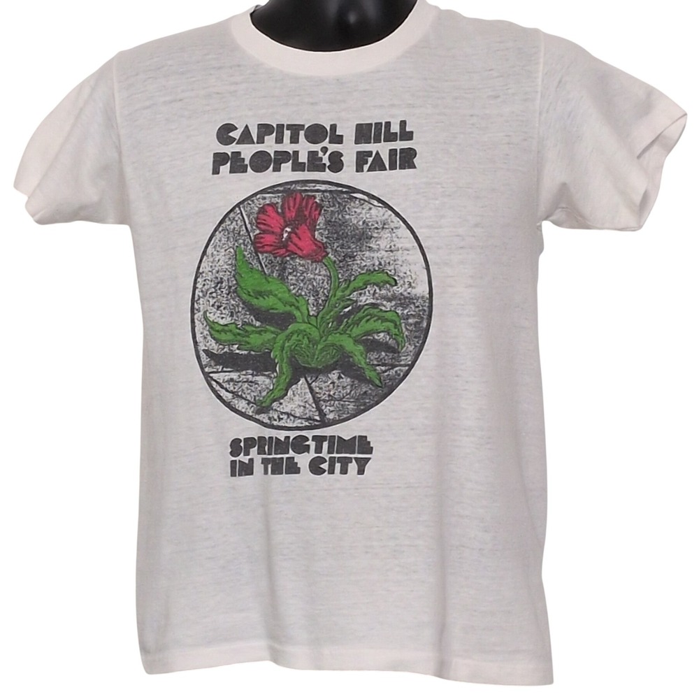 Vintage Hanes Capitol Hill People's Fair T-Shirt Single Stitch Denver M 38-40